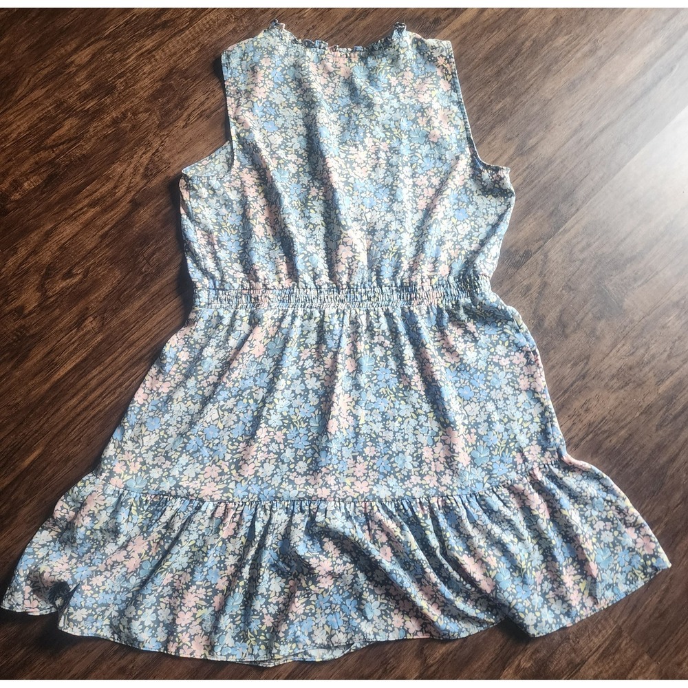 LC Lauren Conrad Dress Size XL Floral Sleeveless Ruffled Blue Pink Extra Large - Picture 4 of 9